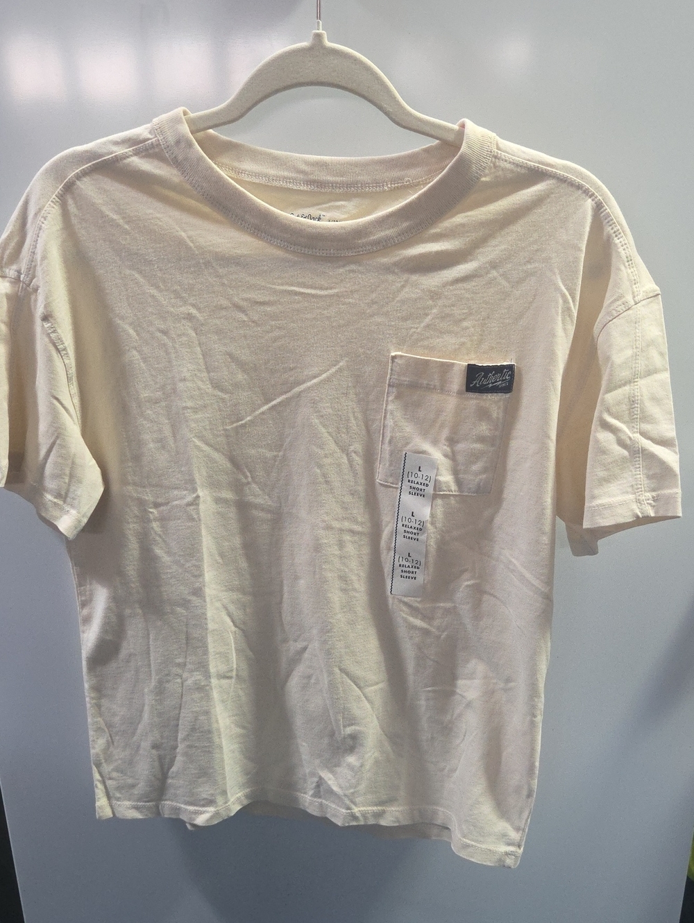 Cat & Jack Boys Cream Pocket T-Shirt Size L 10/12